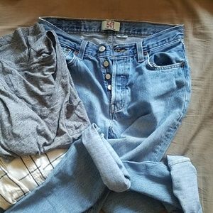 Button fly 501 Levi boyfriend jeans